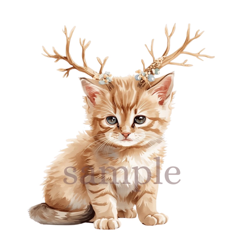 【商用OK】子猫のクリスマスクリップアート10枚セット|PNG透過素材