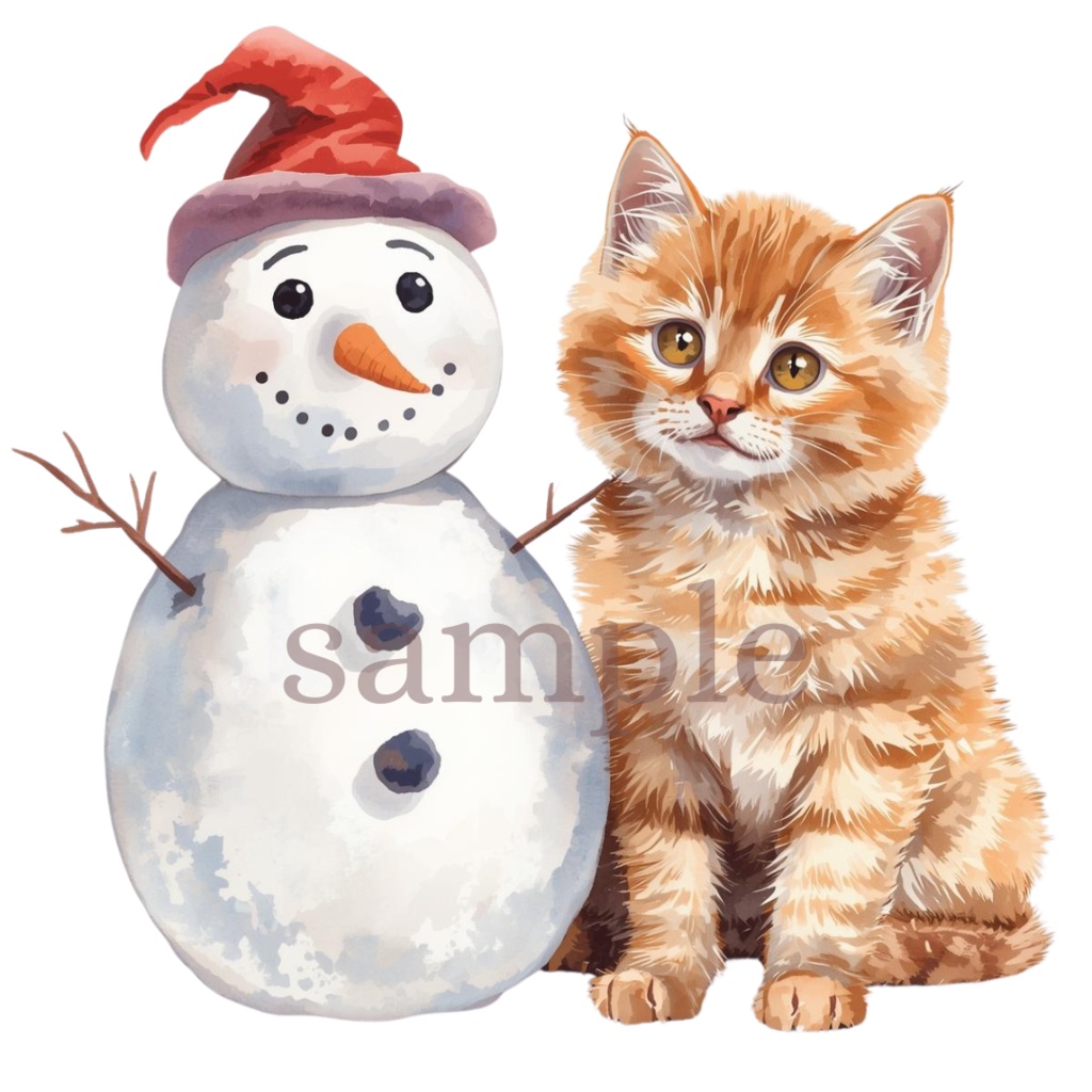 【商用OK】子猫のクリスマスクリップアート10枚セット|PNG透過素材