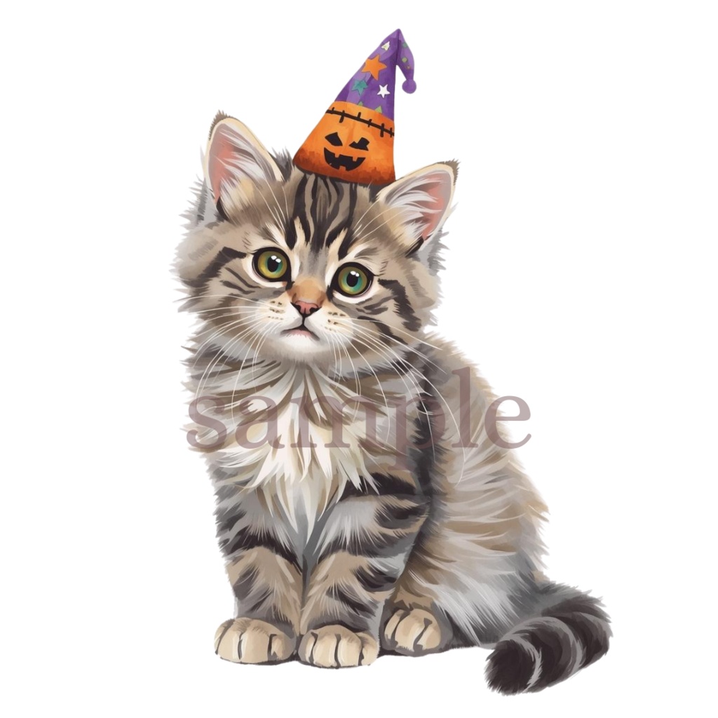 【商用OK】子猫のハロウィンクリップアート30枚セット|PNG透過素材