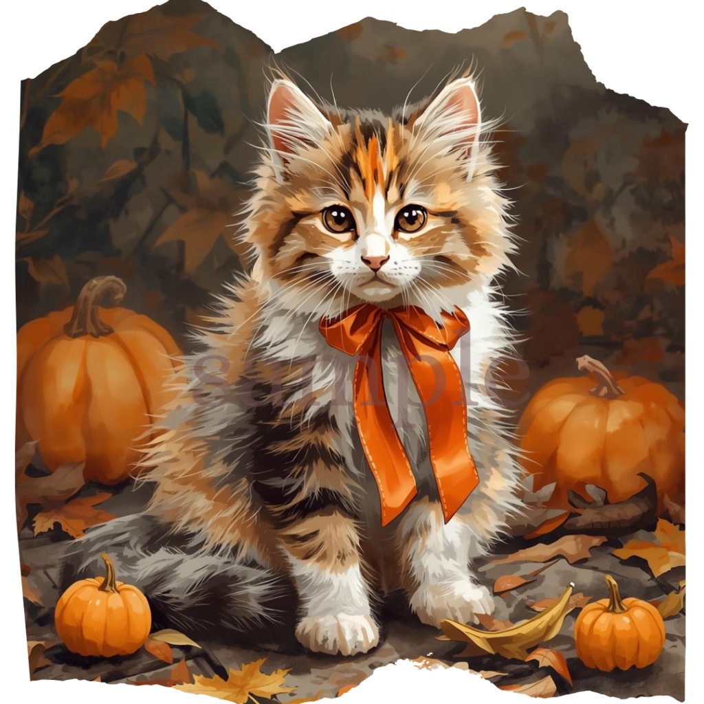 【商用OK】子猫のハロウィンクリップアート30枚セット|PNG透過素材