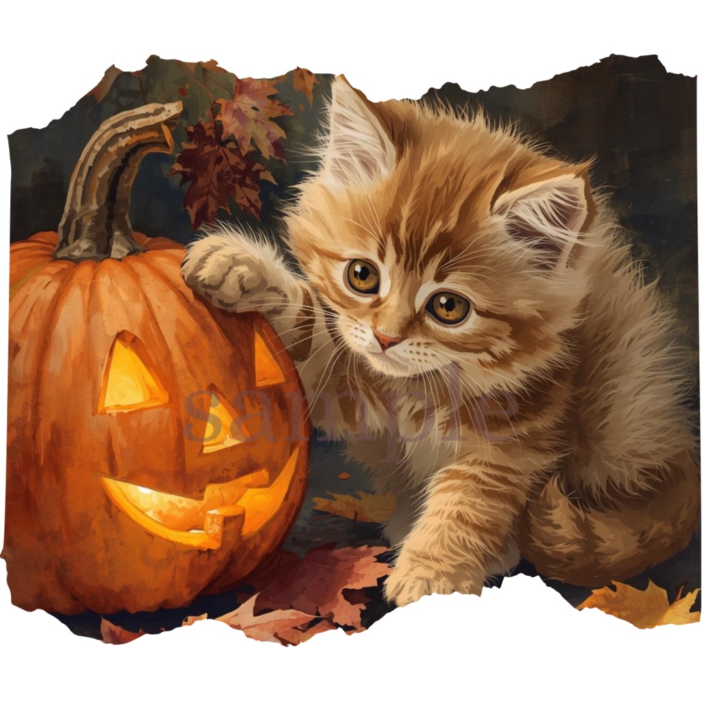 【商用OK】子猫のハロウィンクリップアート30枚セット|PNG透過素材