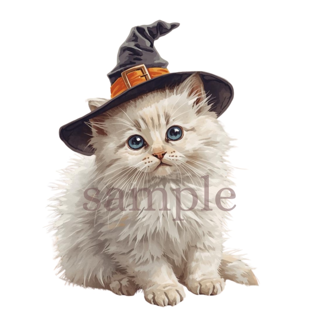 【商用OK】子猫のハロウィンクリップアート30枚セット|PNG透過素材