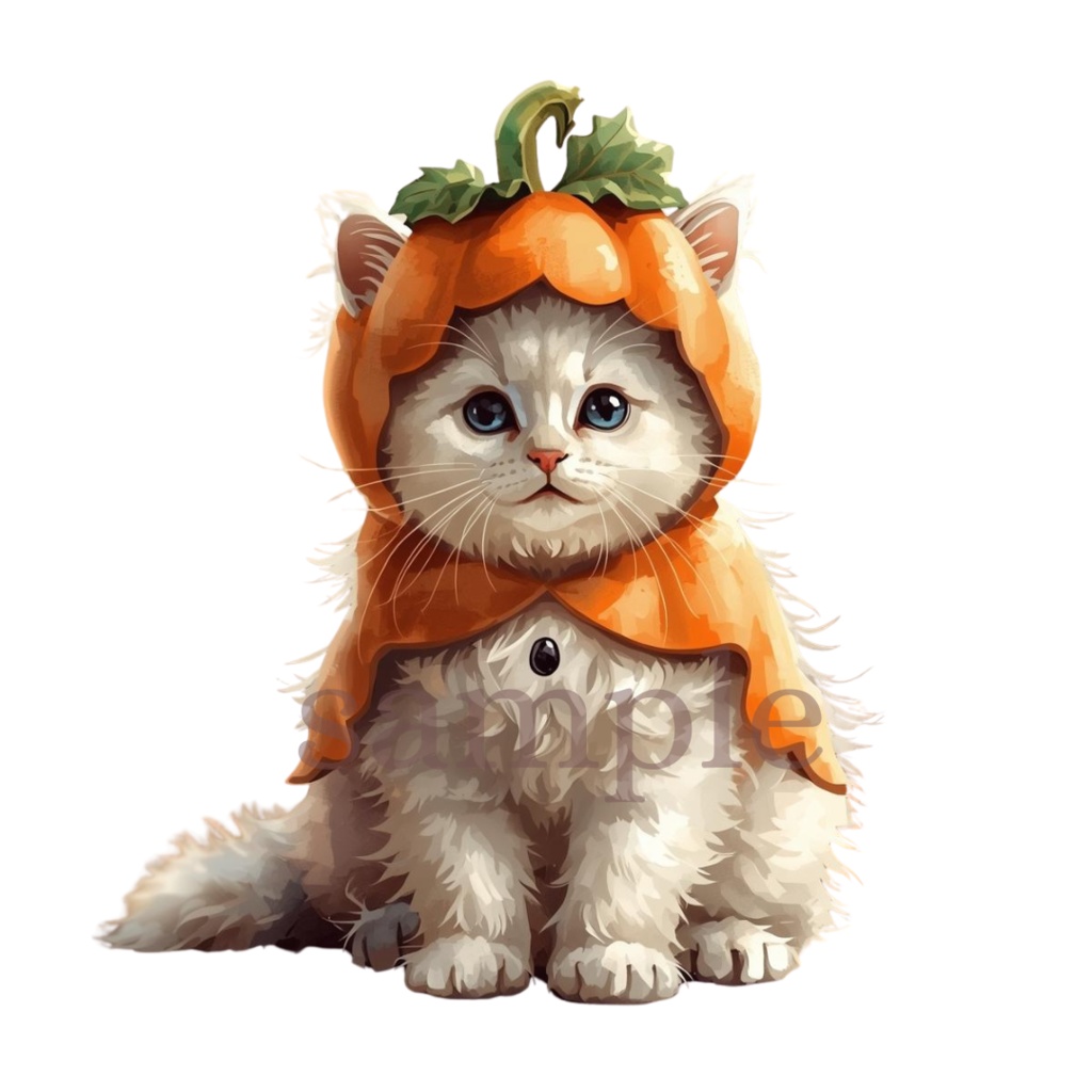【商用OK】子猫のハロウィンクリップアート30枚セット|PNG透過素材