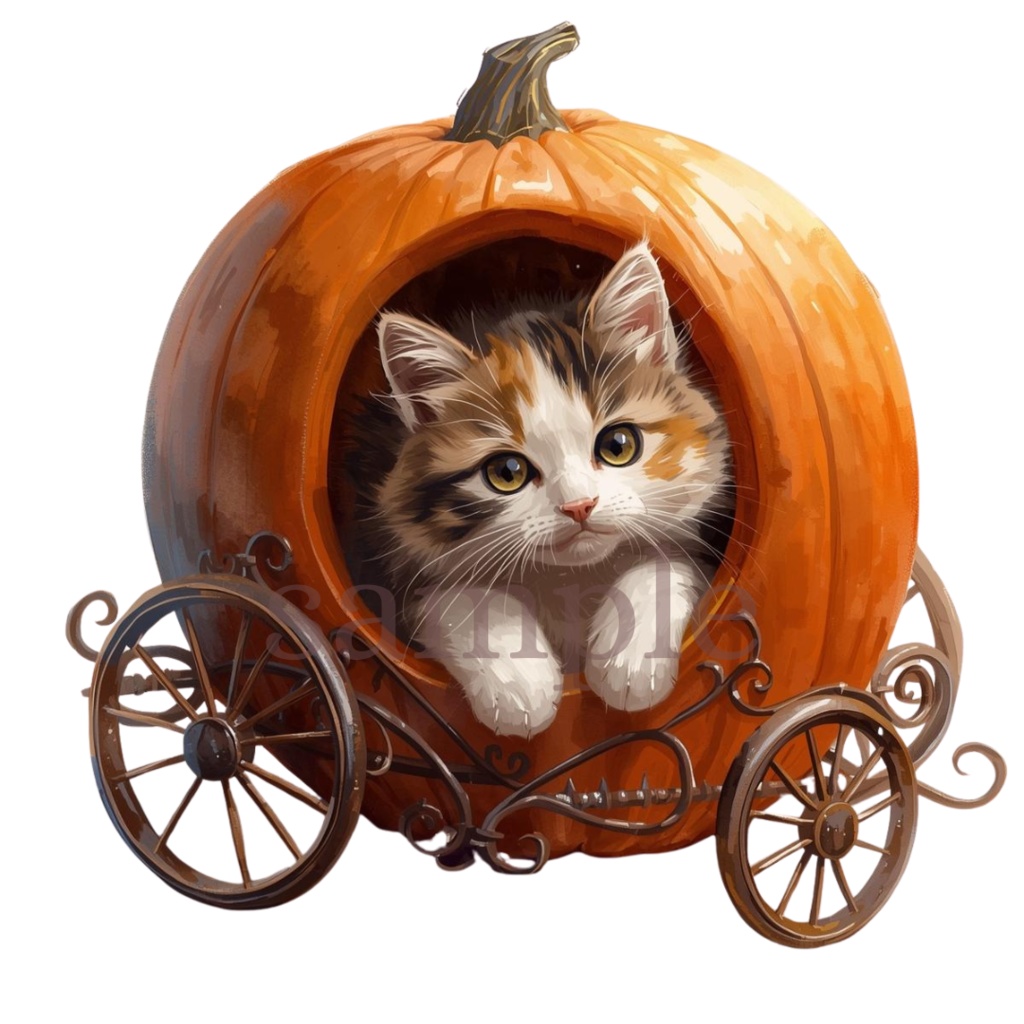 【商用OK】子猫のハロウィンクリップアート30枚セット|PNG透過素材