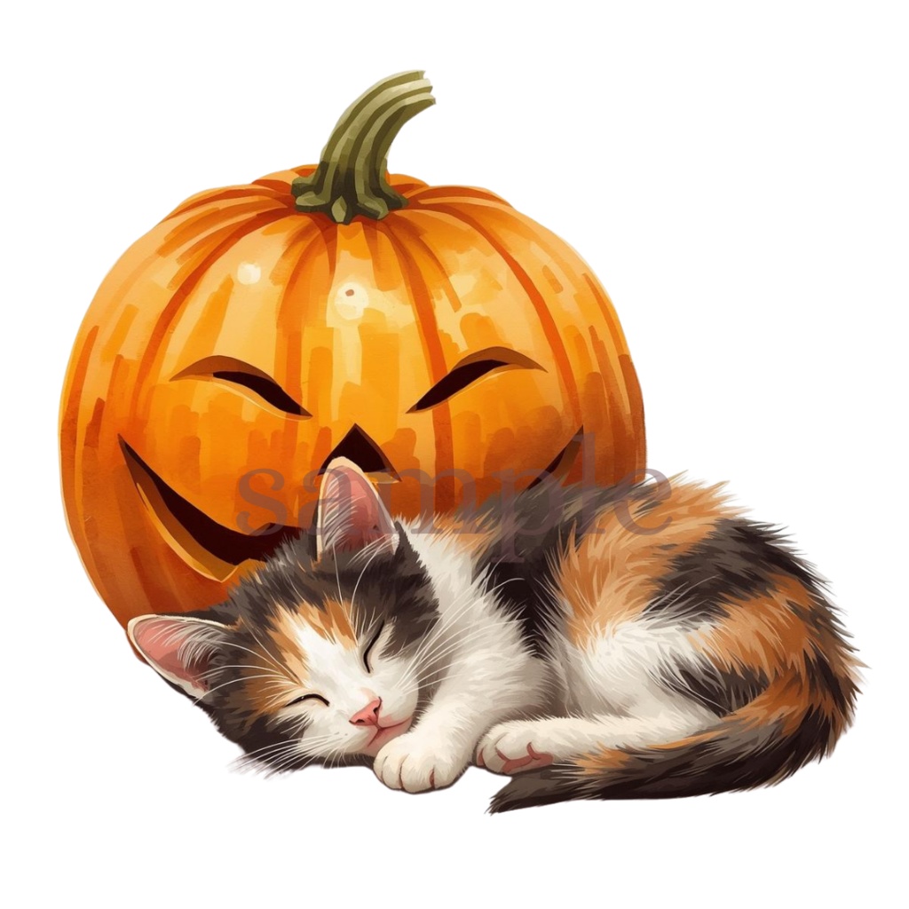 【商用OK】子猫のハロウィンクリップアート30枚セット|PNG透過素材