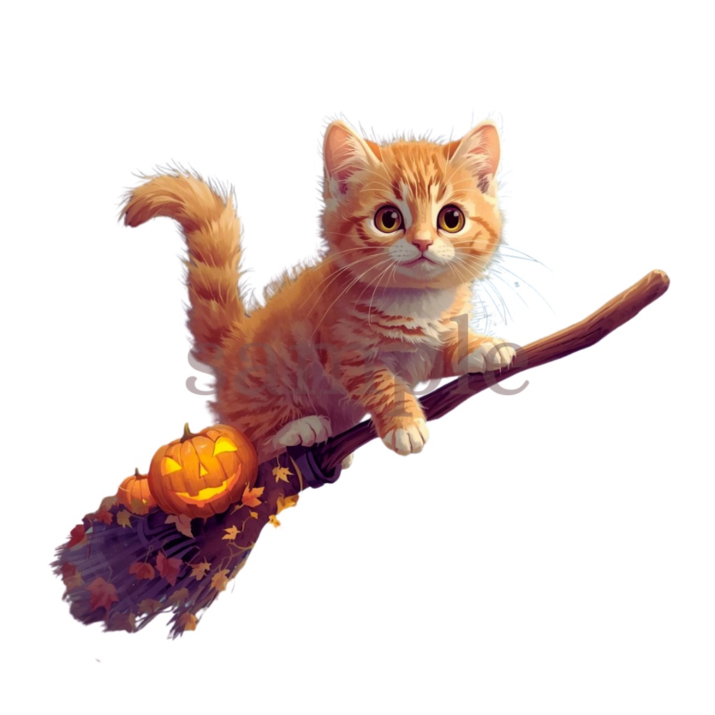 【商用OK】子猫のハロウィンクリップアート30枚セット|PNG透過素材