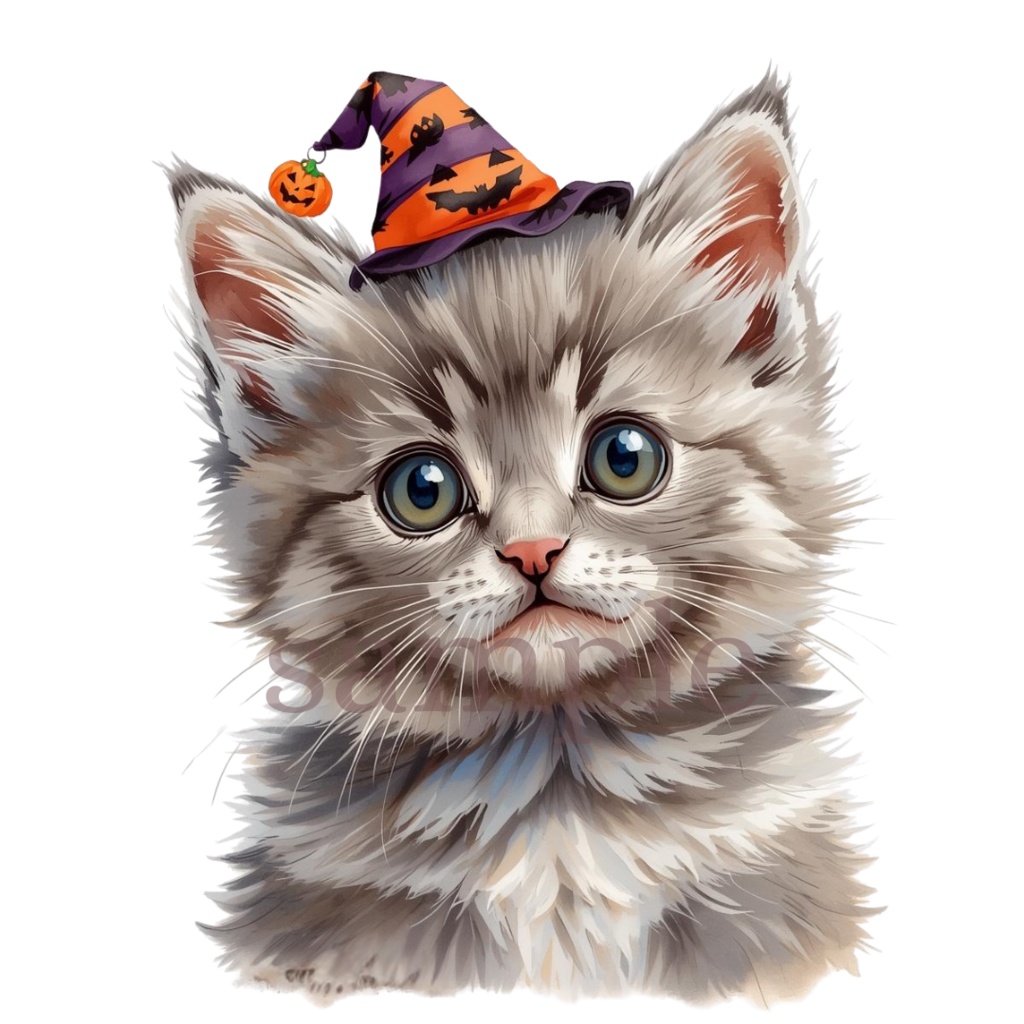 【商用OK】子猫のハロウィンクリップアート30枚セット|PNG透過素材
