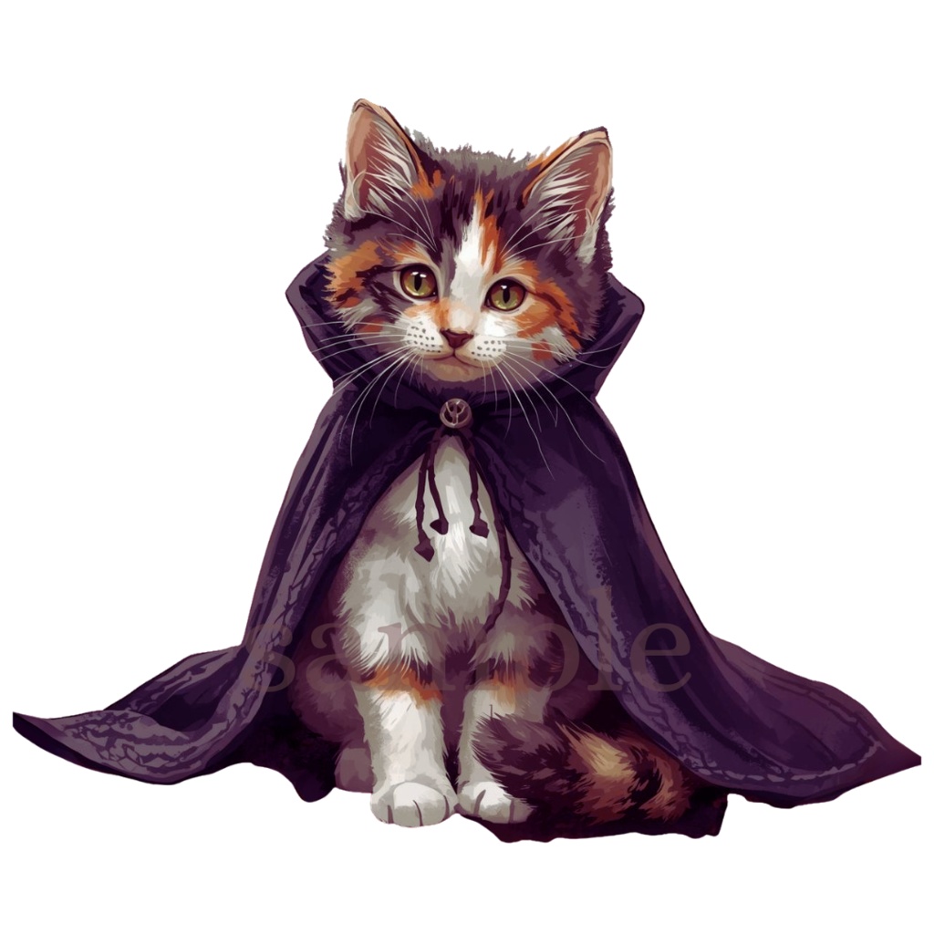 【商用OK】子猫のハロウィンクリップアート30枚セット|PNG透過素材