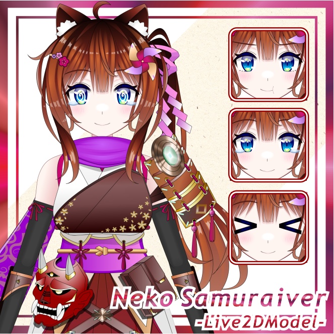 【限定1点】Live2Dモデル_猫サムライバ~【VTS/nizimaLIVE】