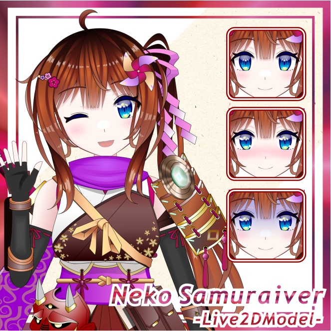 【限定1点】Live2Dモデル_猫サムライバ~【VTS/nizimaLIVE】