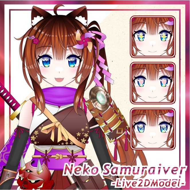 【限定1点】Live2Dモデル_猫サムライバ~【VTS/nizimaLIVE】