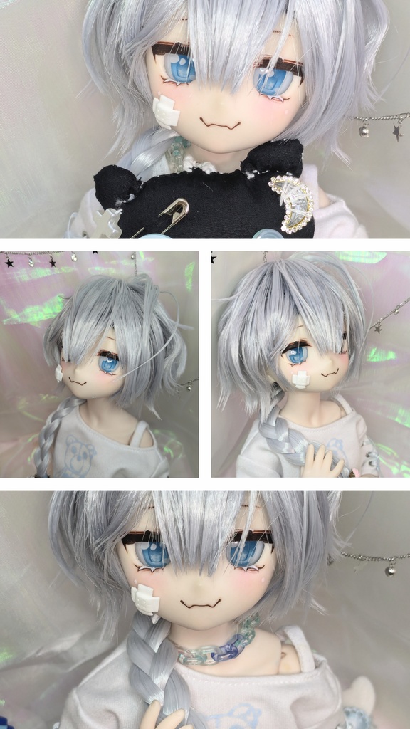 全方面セット 片方インテイク ウルフカット 三つ編みウィッグ M字前髪 8-9インチ