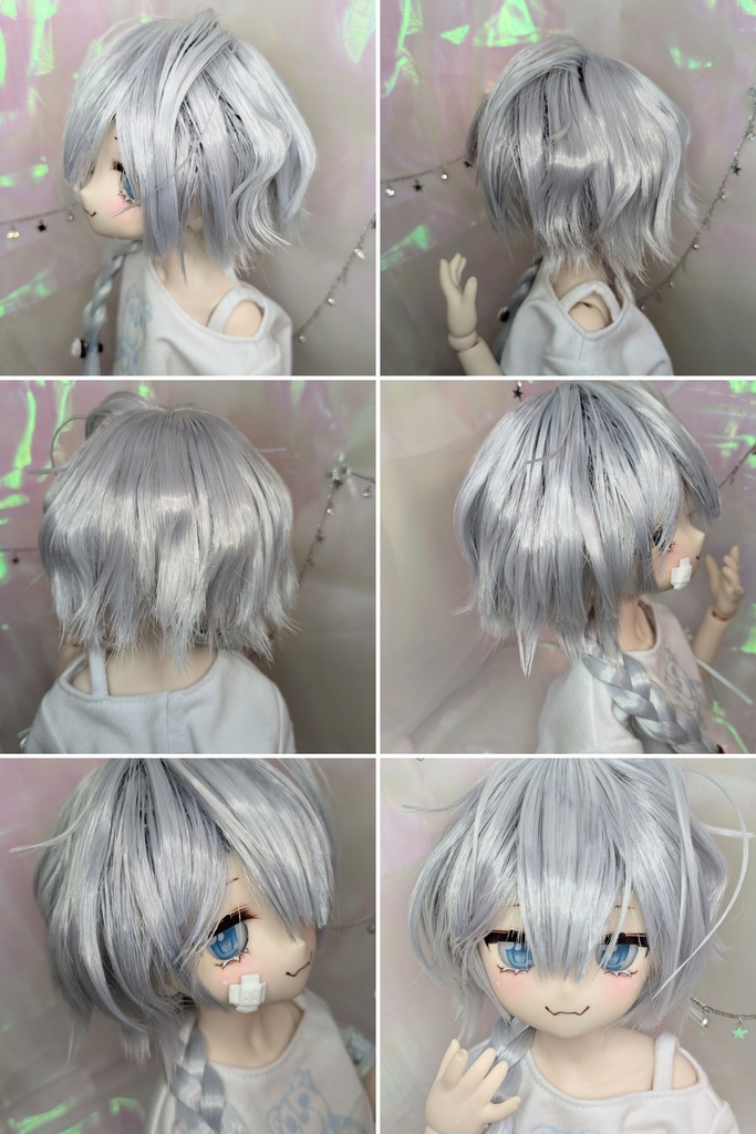 全方面セット 片方インテイク ウルフカット 三つ編みウィッグ M字前髪 8-9インチ