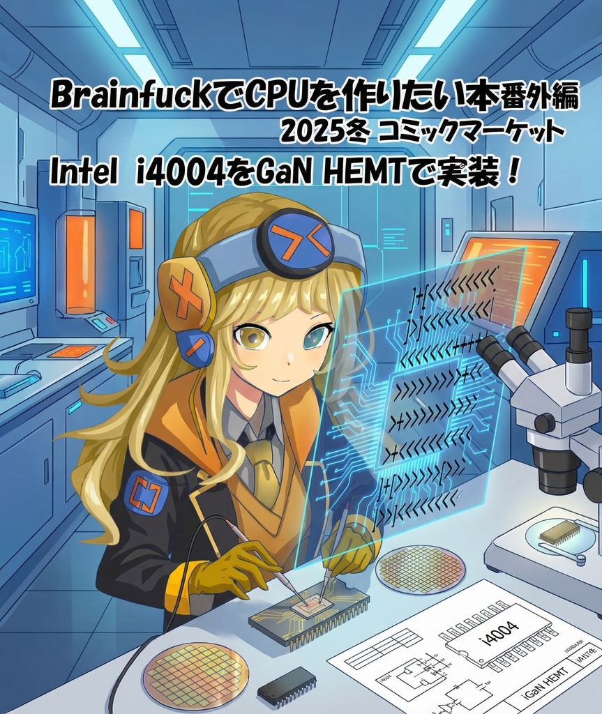 BrainfuckCPUを作りたい本2025冬Intel i4004をGaN-HEMTで作りたい本