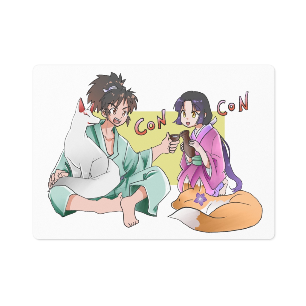 玄蕃狐とお夏狐のステッカー