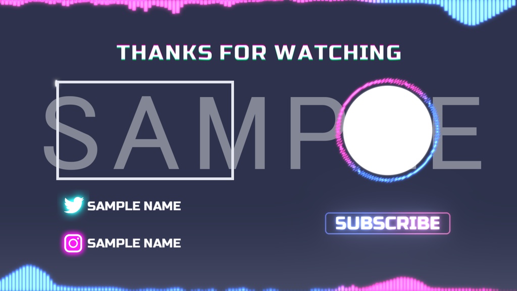 クールな終了画面【YouTube向け】【選べるSNSアイコン配置】