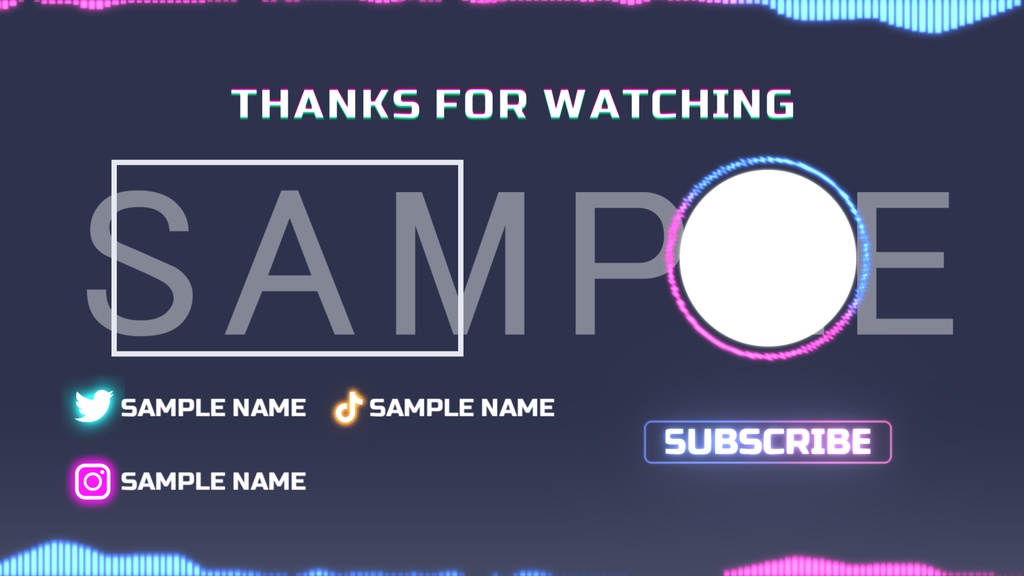 クールな終了画面【YouTube向け】【選べるSNSアイコン配置】