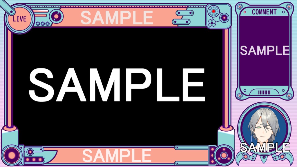 【OBSに置くだけ!】ゲーム配信用オーバーレイ MECHA POP【カラバリ7種セット】