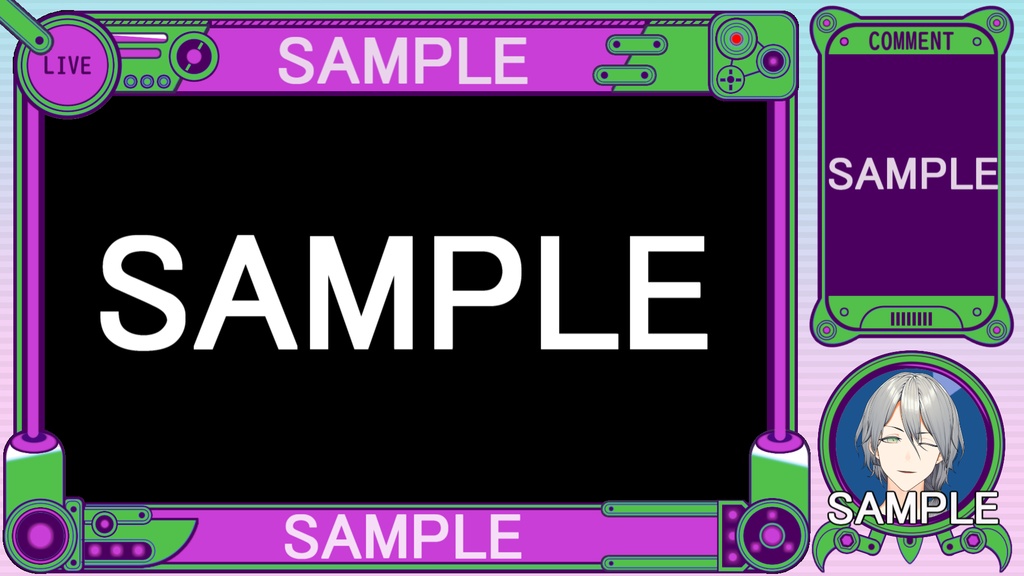 【OBSに置くだけ!】ゲーム配信用オーバーレイ MECHA POP【カラバリ7種セット】