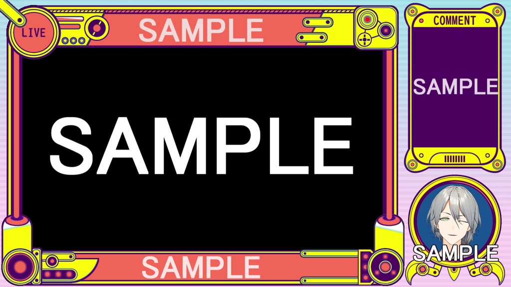 【OBSに置くだけ!】ゲーム配信用オーバーレイ MECHA POP【カラバリ7種セット】