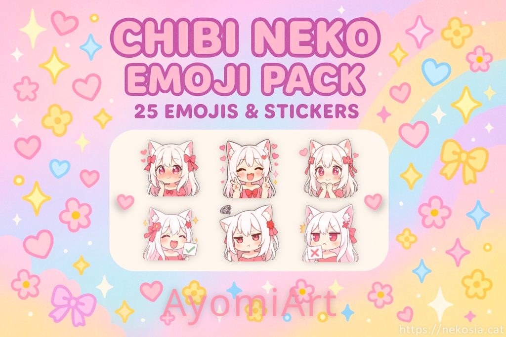 Nekomojis: 25 Cute Anime Catgirl Emojis - Vol. 1
