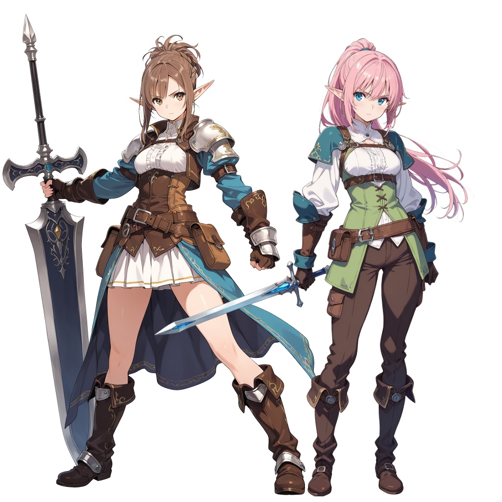 【立ち絵素材】エルフの女性軽戦士/64枚【ファンタジー】