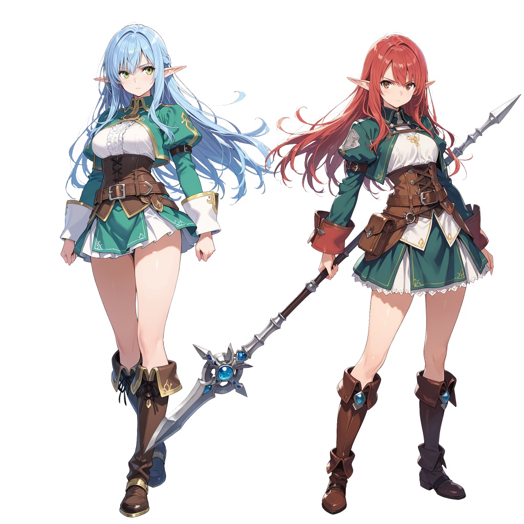 【立ち絵素材】エルフの女性軽戦士/64枚【ファンタジー】