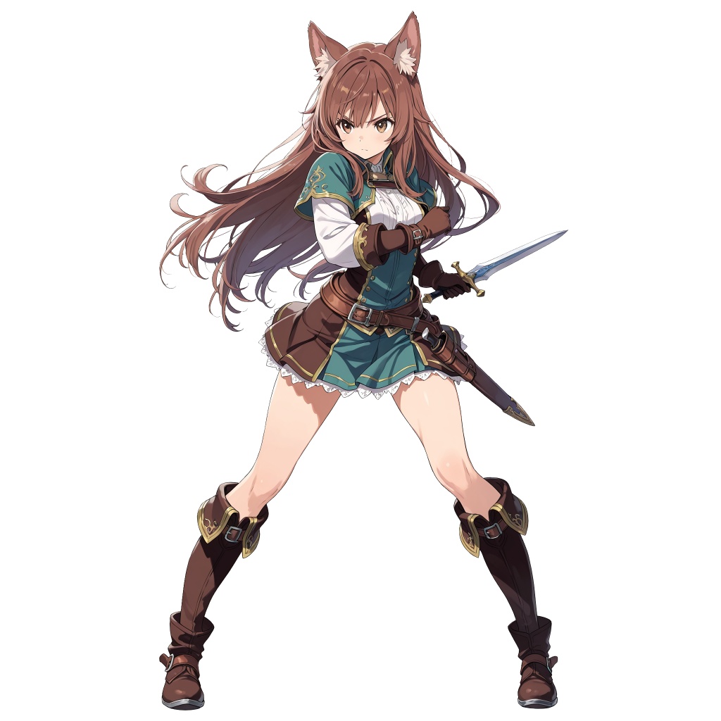 【立ち絵素材】獣人の女性軽戦士/64枚【ファンタジー】