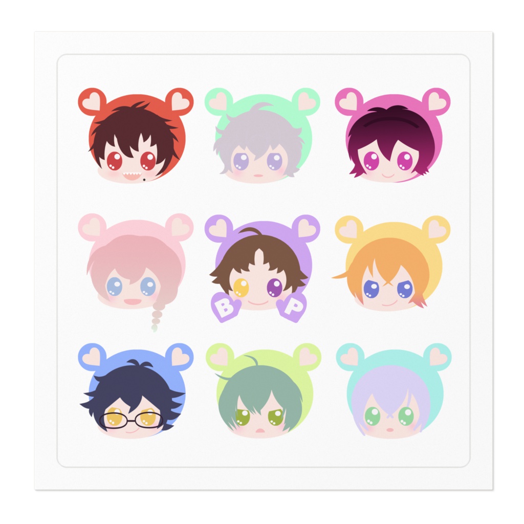 ぶらくまずシール・かおだらけ