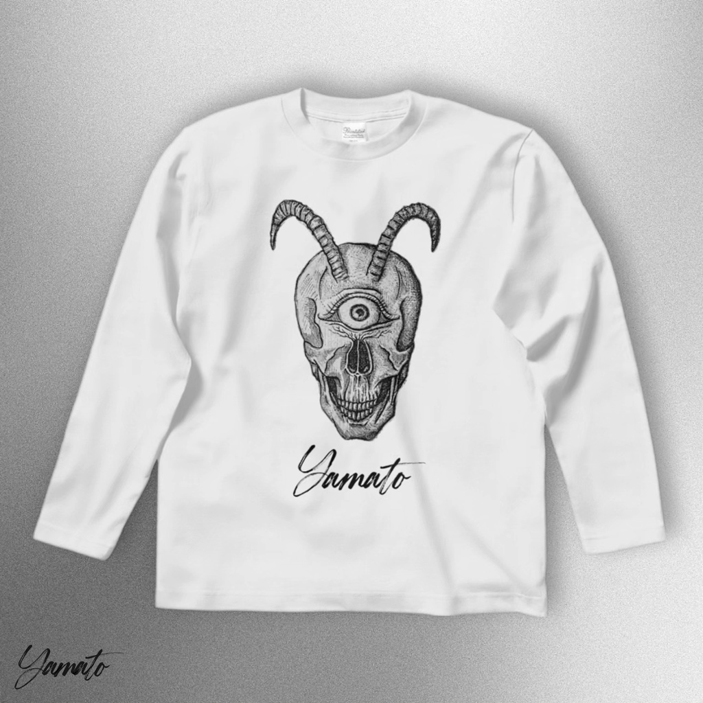 ONE EYED SKULL LONG T-SHIRT     -    WHITE