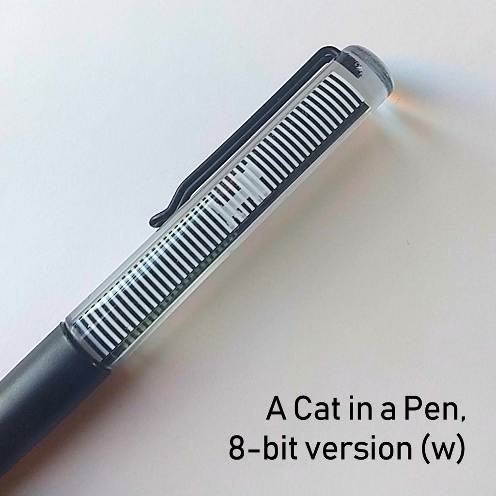 アニメーションフローティングペン / A Cat in a Pen, 8-bit version (white)