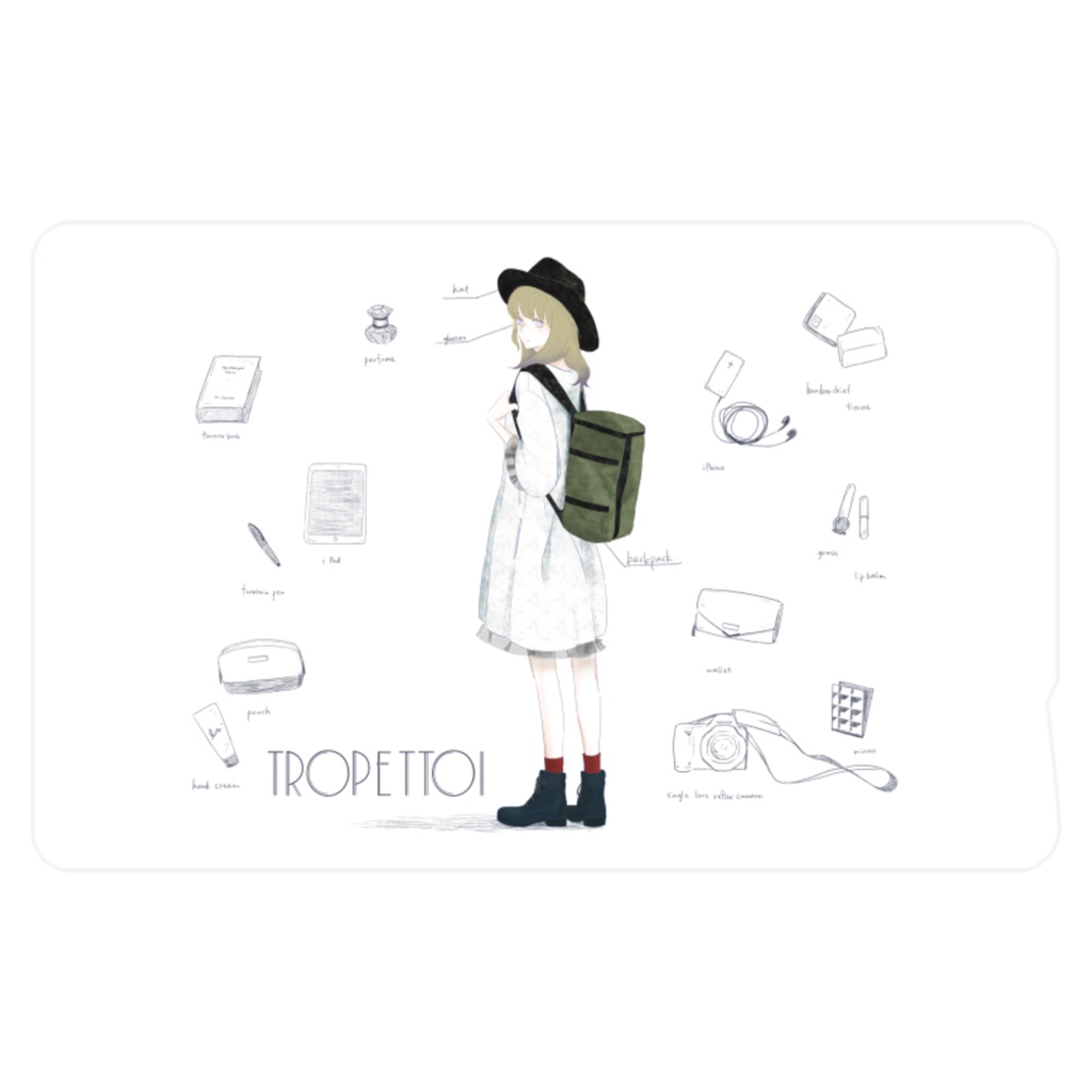 「travel ;)」 ICカードステッカー_white ver