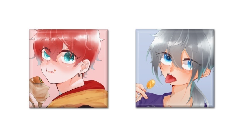 匿名配送 スクエア缶バッジ 腰巻き布と書いてスカートと読む Booth