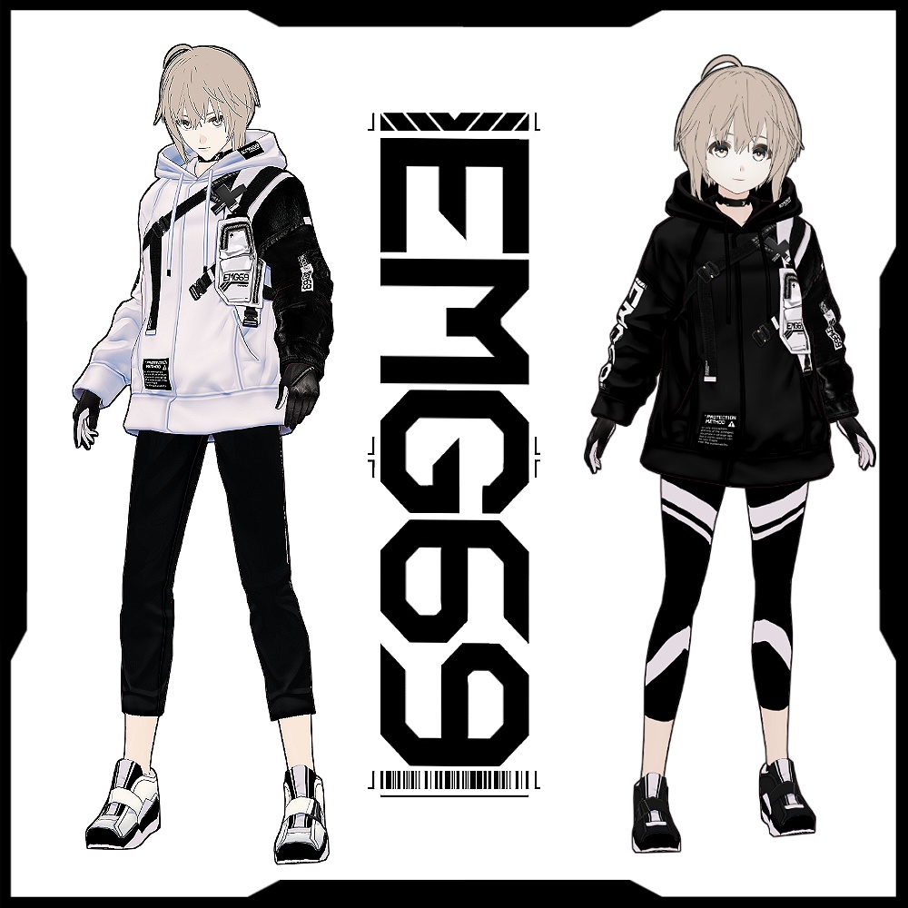 《 VRoid テクスチャ 》EMG69アタッチメントテックパーカー& インナースタイル&スニーカー
