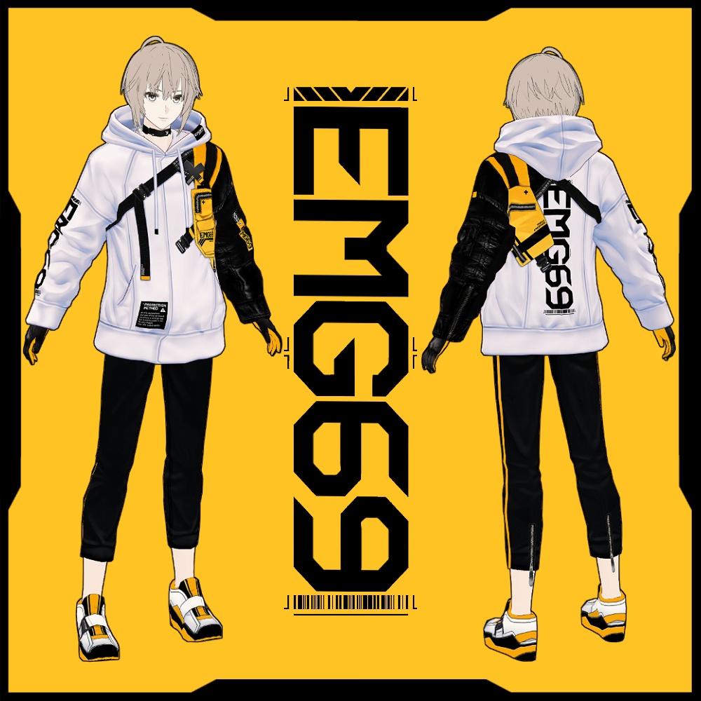 《 VRoid テクスチャ 》EMG69アタッチメントテックパーカー& インナースタイル&スニーカー
