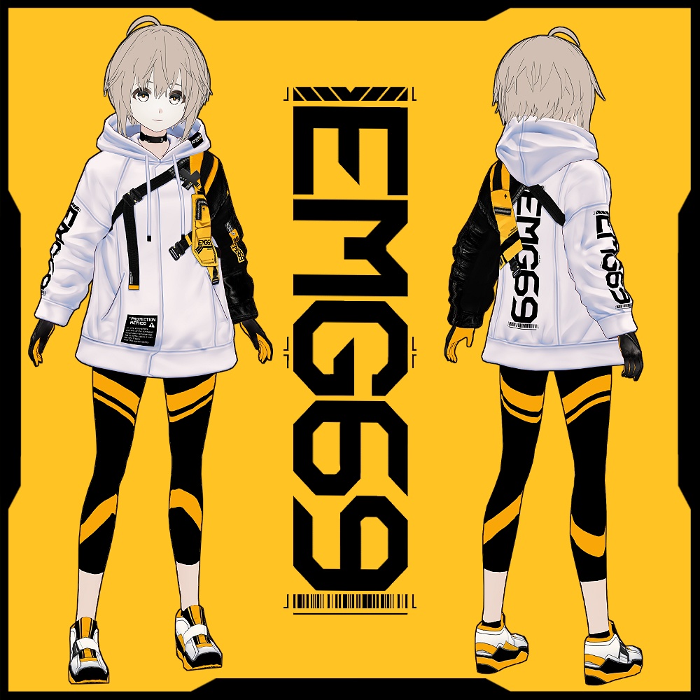 《 VRoid テクスチャ 》EMG69アタッチメントテックパーカー& インナースタイル&スニーカー