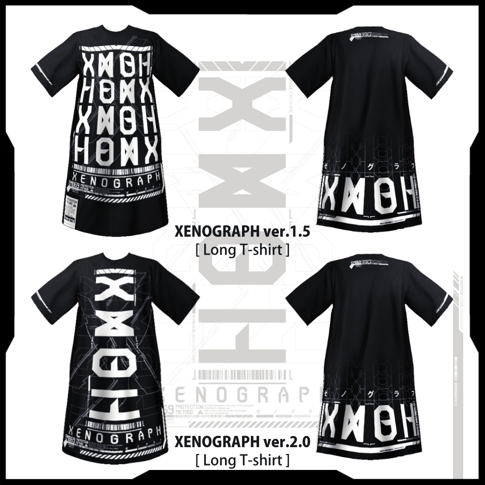 《 VRoid テクスチャ 》XENOGRAPH / ver1.5&2.0セット + 改変デカール + オリジナルフォント