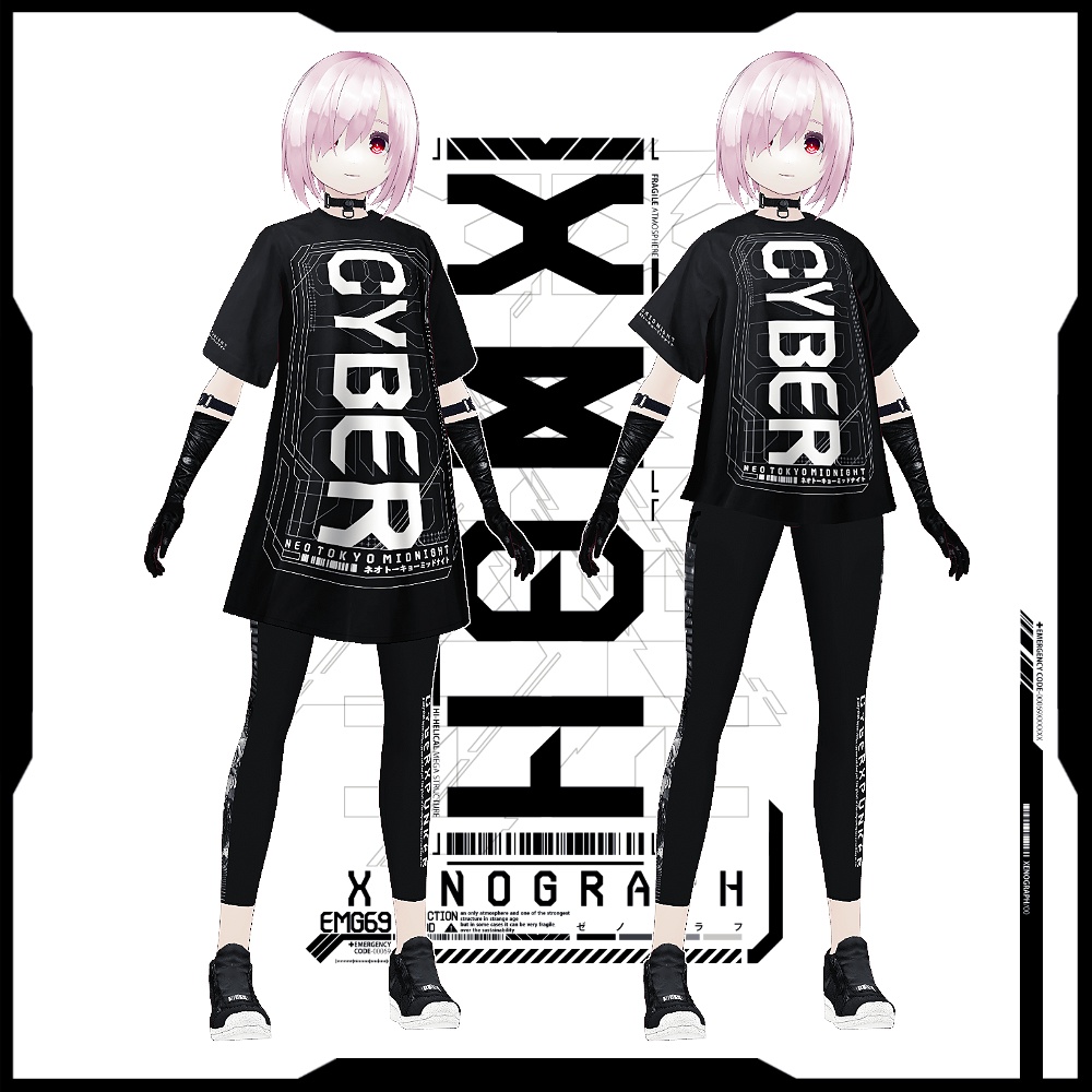 《 VRoid テクスチャ & アバター》XENOGRAPH X キツネツキ VRoid コラボウェアセット + 改変デカール