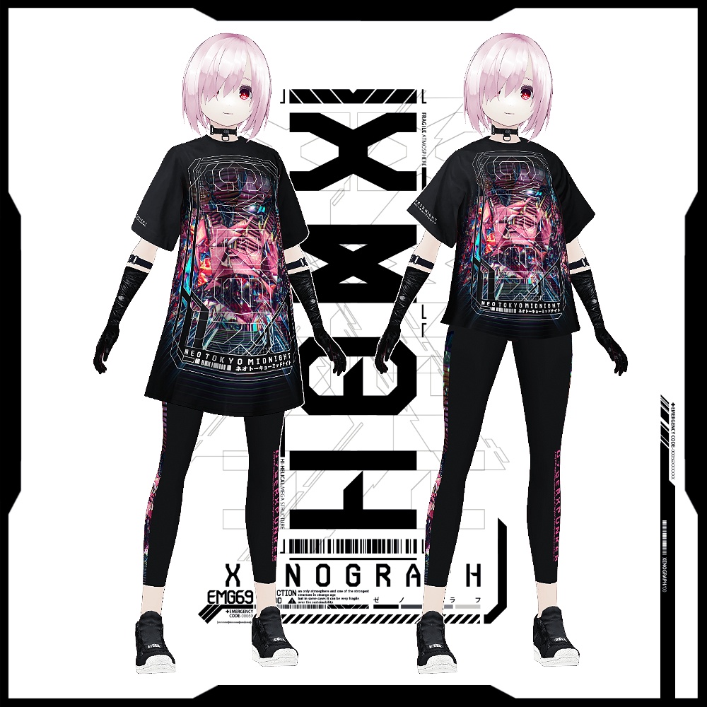 《 VRoid テクスチャ & アバター》XENOGRAPH X キツネツキ VRoid コラボウェアセット + 改変デカール