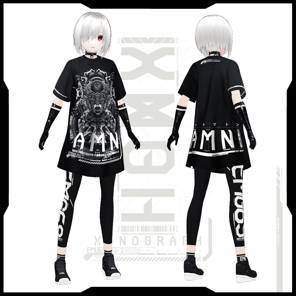 《 VRoid テクスチャ & デカールセット》AMN x DEM x ELECT.C