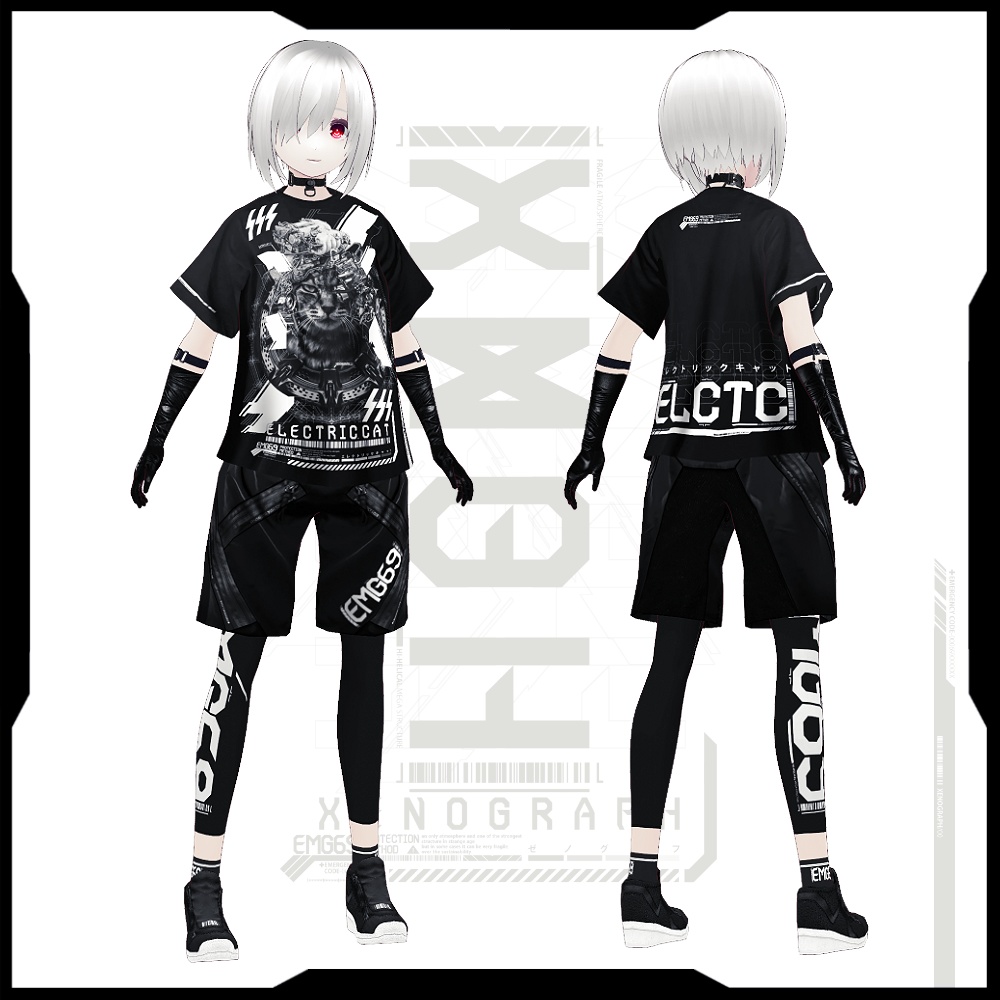 《 VRoid テクスチャ & デカールセット》AMN x DEM x ELECT.C