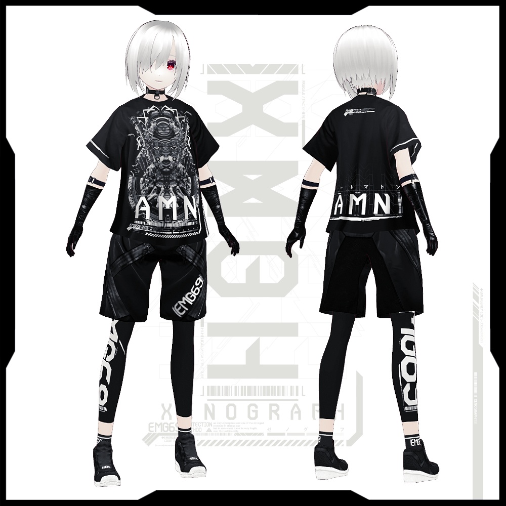 《 VRoid テクスチャ & デカールセット》AMN x DEM x ELECT.C