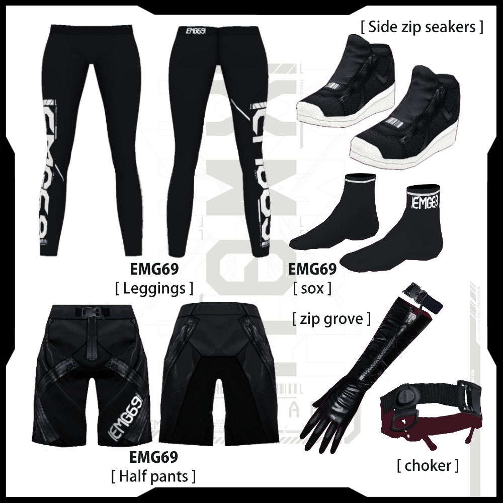 《 VRoid テクスチャ & デカールセット》AMN x DEM x ELECT.C