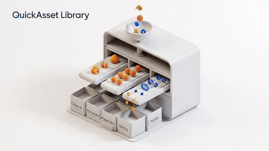QuickAsset Library | バックグラウンドでアセットライブラリへ登録・管理ができるBlenderアドオン