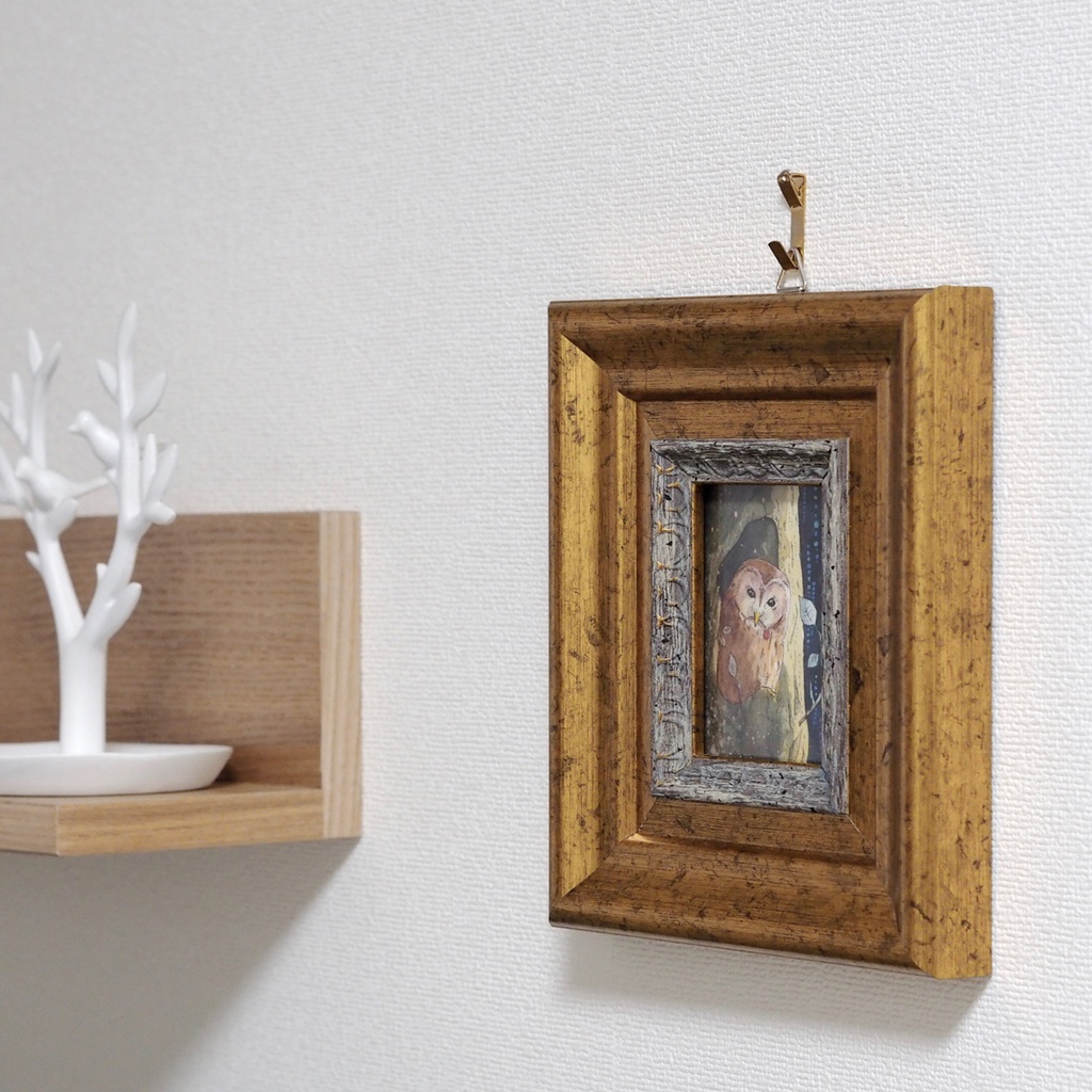 原画「うちで待ってる」イラスト・水彩画・ペン画・絵画・額入