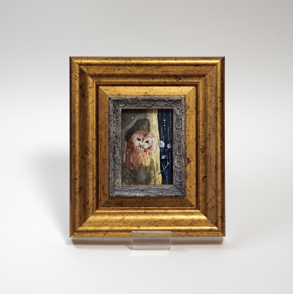 原画「うちで待ってる」イラスト・水彩画・ペン画・絵画・額入