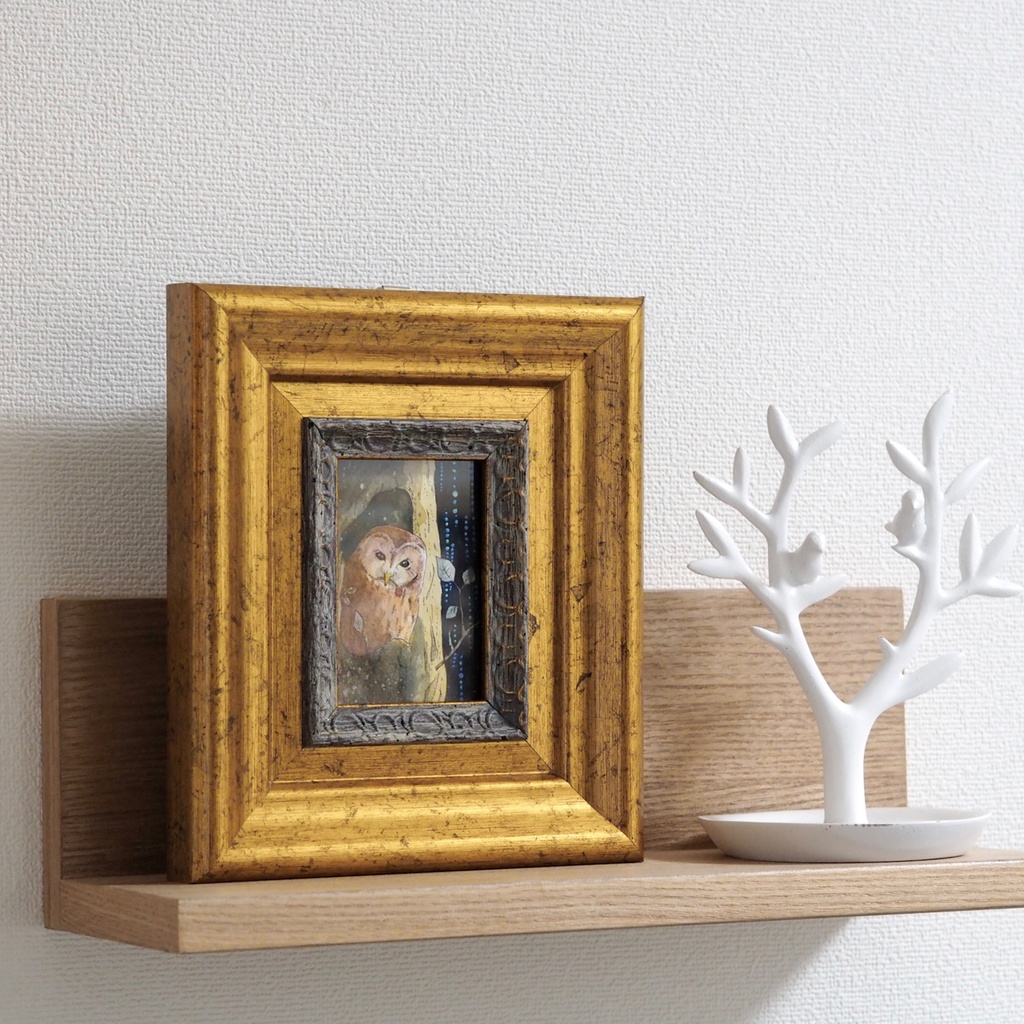 原画「うちで待ってる」イラスト・水彩画・ペン画・絵画・額入