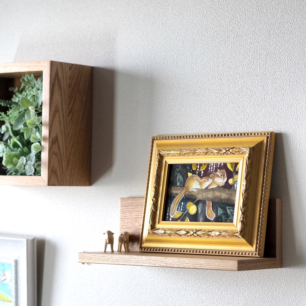 原画「くぬぎの木のシマリス」イラスト・水彩画・ペン画・額入