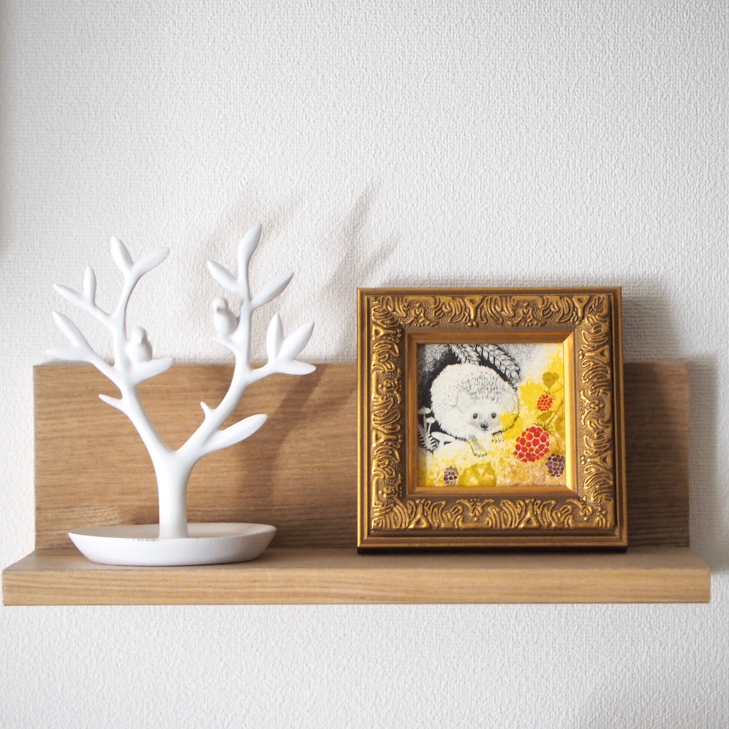 原画「ハリネズミと木苺」イラスト・水彩画・ペン画・絵画・ミニ額入