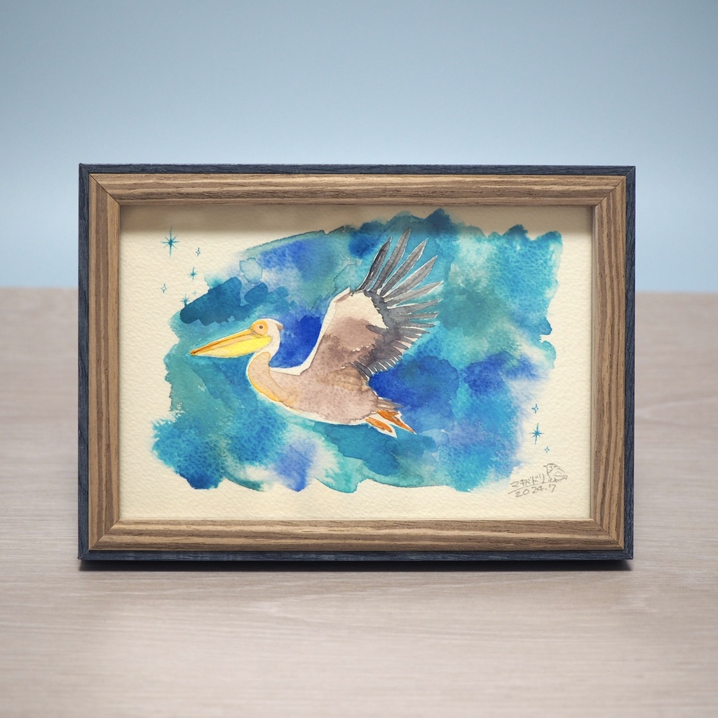 額入原画「モモイロペリカン」